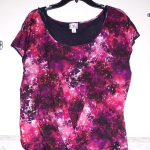 Worthington Pink and purple flower pattern blouse